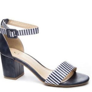Women navy blue and stripes sandals